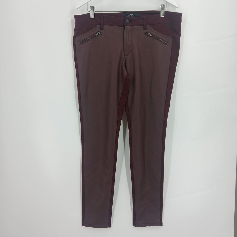 Mossimo Supply Co Womens Burgundy Faux Leather Pants Size 14